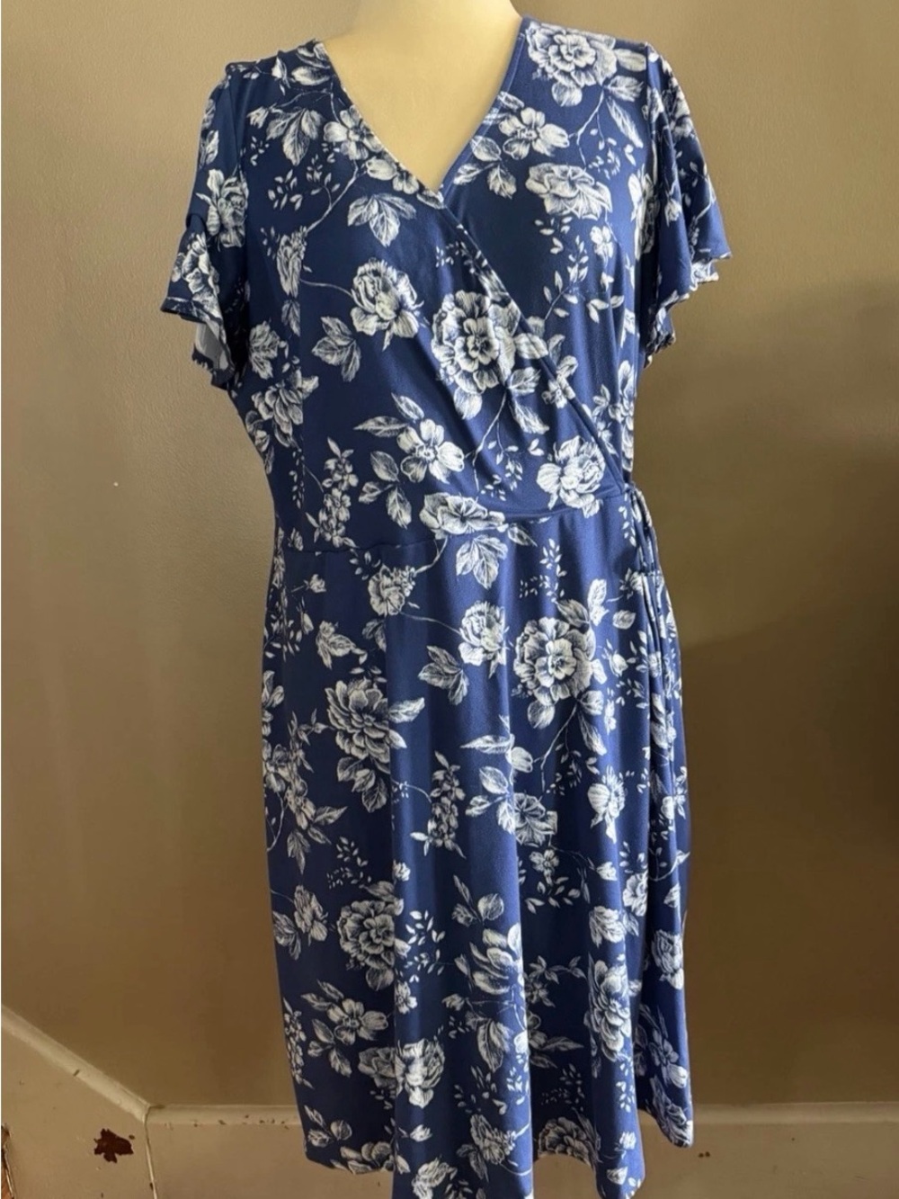 Fortune + Ivy Cottage Core Boho Wrap with Flutter Sleeves Midi Dress 1X Plus EUC